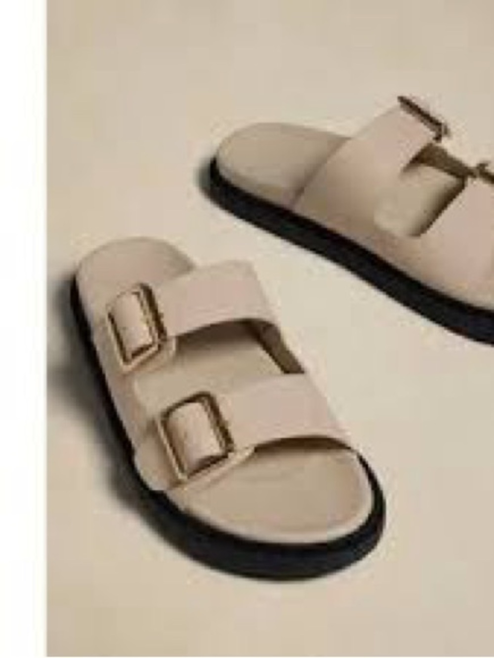 Banana Republic Double-Buckle Slide Sandals in Beige